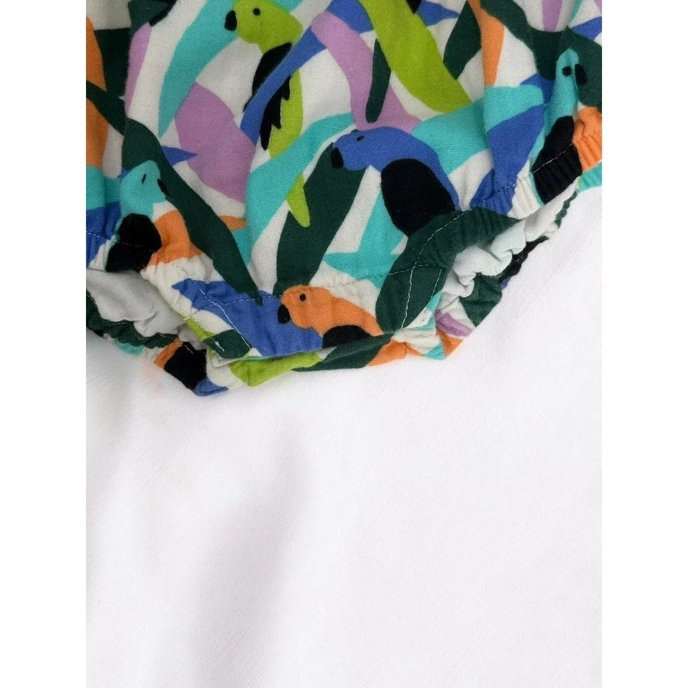 Hanna Andersson Tropical Parrot Print Cotton Bubble Romper Size 2T (85cm)